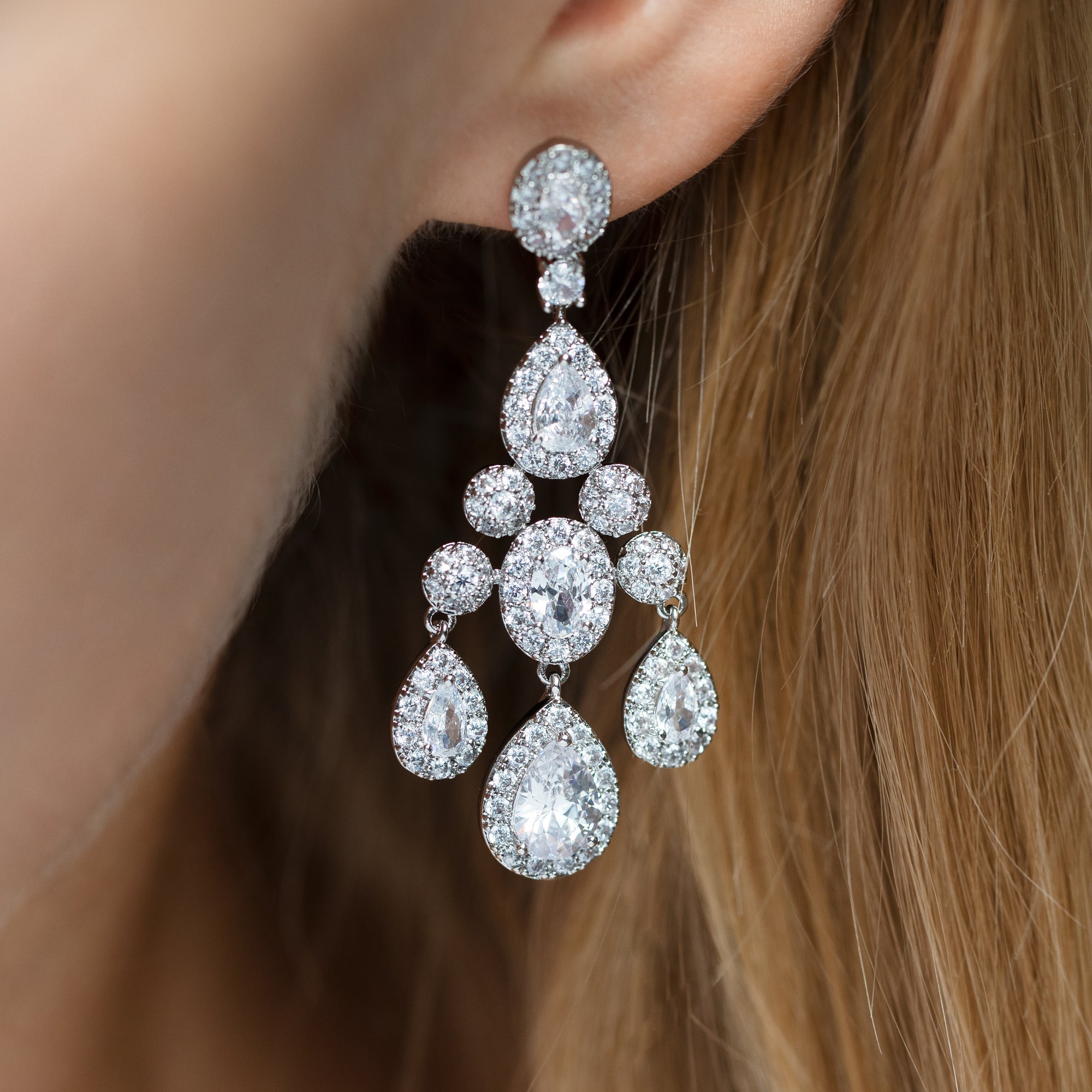 Sold at Auction: Platinum 22.00 Ct. Diamond Chandelier Earrings